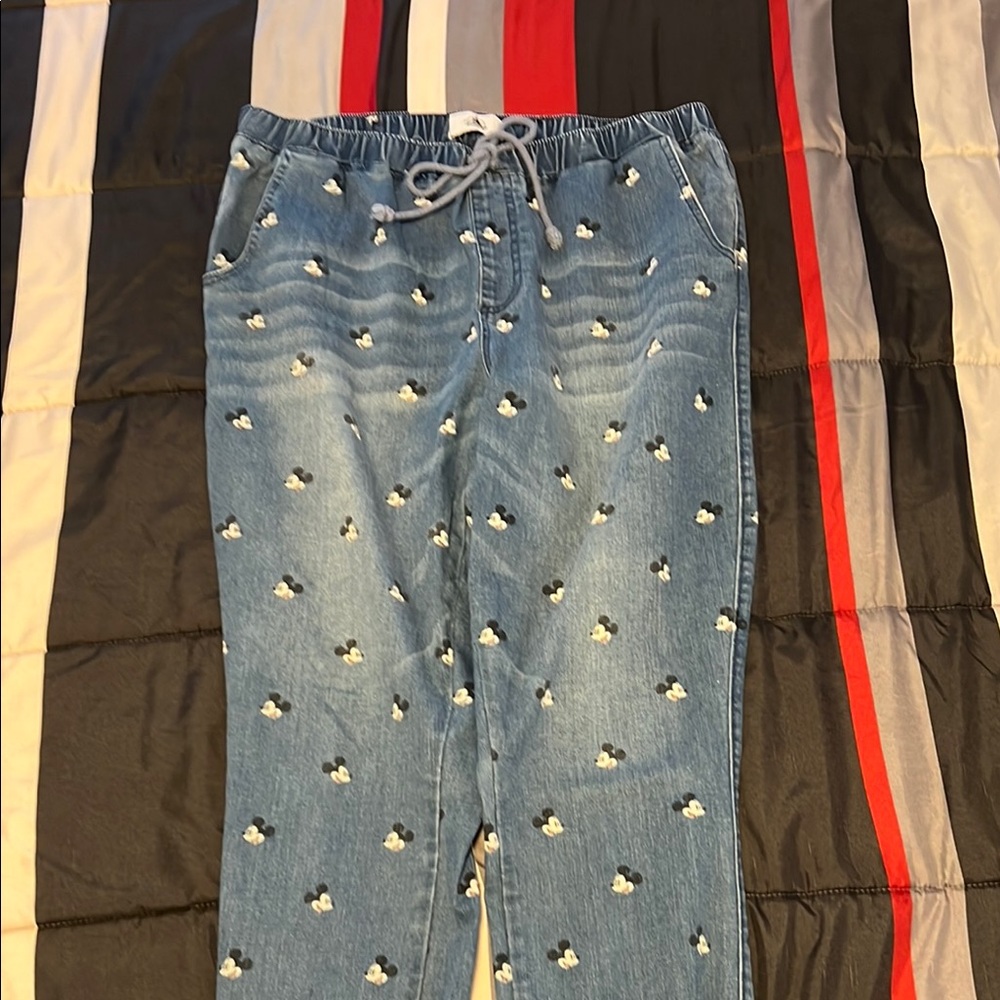 Disney Women's Blue Jeans with Mickey Mouse Print